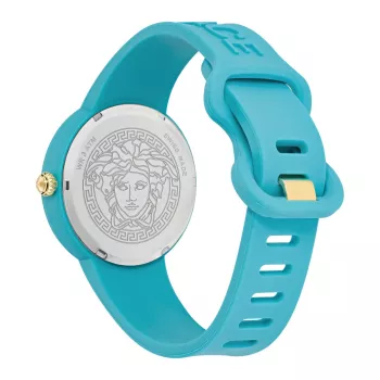 Zegarek damski Versace V-Motif Swiss Quartz VE6G00423 (39 mm) z czarną tarczą i skórzanym paskiem