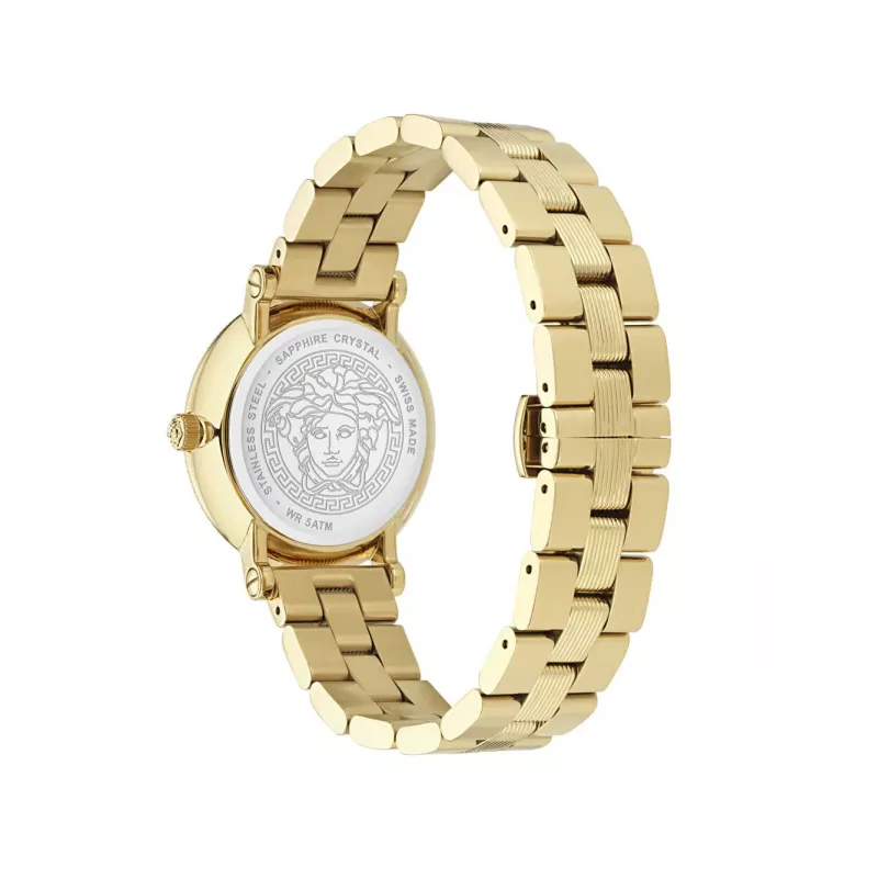 Zegarek damski VERSACE VE7F00623 Swiss Quartz 35mm Czarna Tarcza Skórzany Pasek