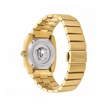 Zegarek damski VERSACE VE8F00424 kwarcowy, 44 mm, czarna tarcza, pasek skórzany