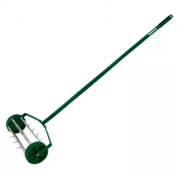 Verto 15G539 Ręczny aerator do trawnika z 5 stalowymi kolcami, szerokość robocza 280 mm, uchwyt w kształcie litery D