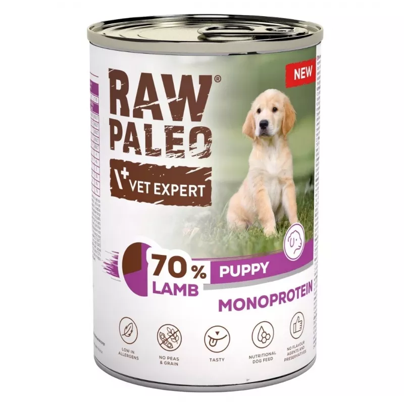VETEXPERT Raw Paleo Lamb Puppy Wet Dog Food 400g
