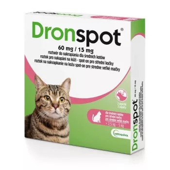 Vetoquinol DRONSPOT Spot-On Odrobaczacz dla Średnich Kotów (2,5-5 kg) - 2 Pipety