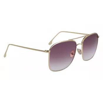 Victoria Beckham VB202S-712 Damskie Przesadzone Kwadratowe Okulary Przeciwsłoneczne Złota Metalowa Oprawka Brązowe Soczewki Gradientowe 59mm