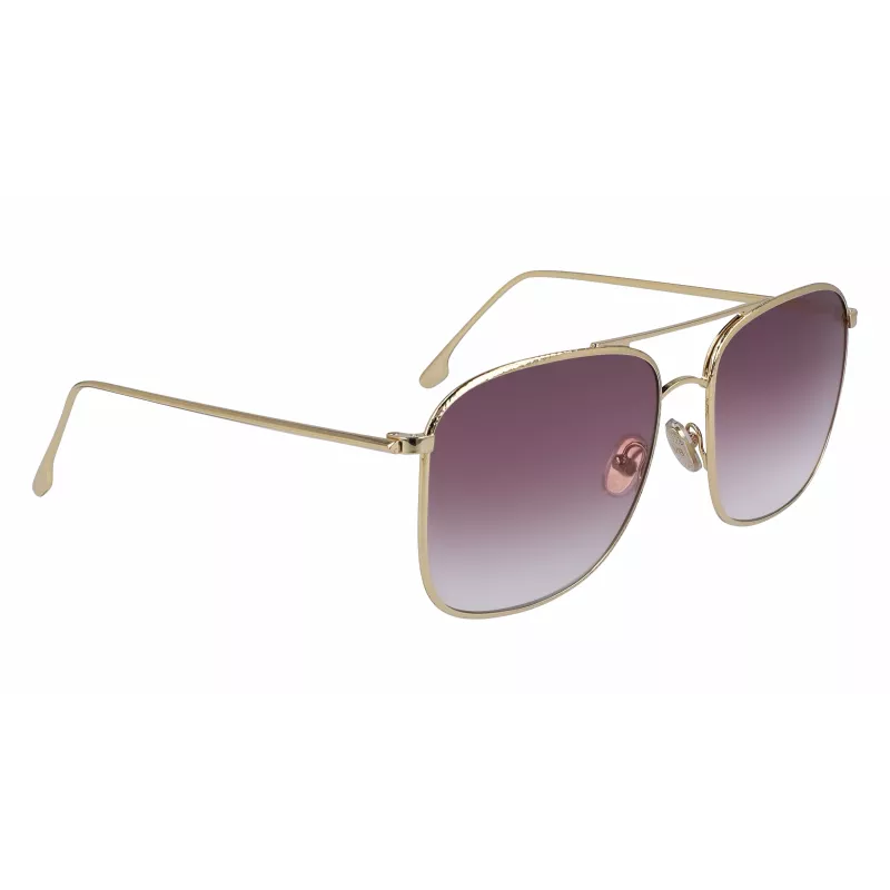 Victoria Beckham VB202S-712 Damskie Przesadzone Kwadratowe Okulary Przeciwsłoneczne Złota Metalowa Oprawka Brązowe Soczewki Gradientowe 59mm