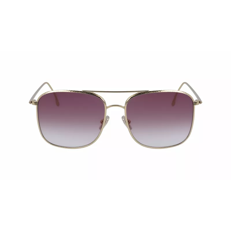 Victoria Beckham VB202S-712 Damskie Przesadzone Kwadratowe Okulary Przeciwsłoneczne Złota Metalowa Oprawka Brązowe Soczewki Gradientowe 59mm