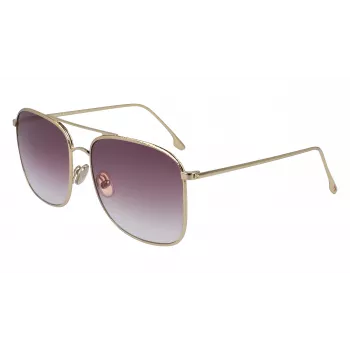 Victoria Beckham VB202S-712 Damskie Przesadzone Kwadratowe Okulary Przeciwsłoneczne Złota Metalowa Oprawka Brązowe Soczewki Gradientowe 59mm