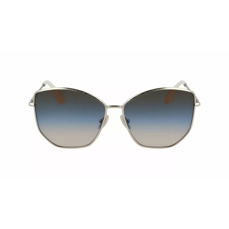 Okulary przeciwsłoneczne Victoria Beckham VB225S-734 Damskie Oversize Kwadratowe - Oprawka z octanu w kolorze havana z brązowymi soczewkami gradientowymi - 59mm