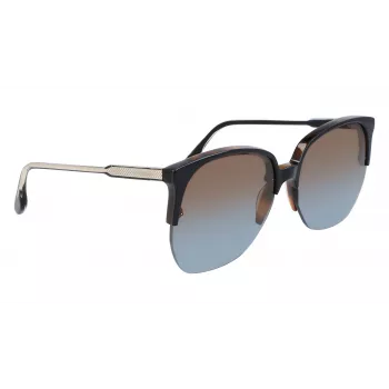 Okulary przeciwsłoneczne Victoria Beckham VB617S-005 Oversized Square dla kobiet, błyszcząca czarna oprawka, szare soczewki, 63/15/140 mm