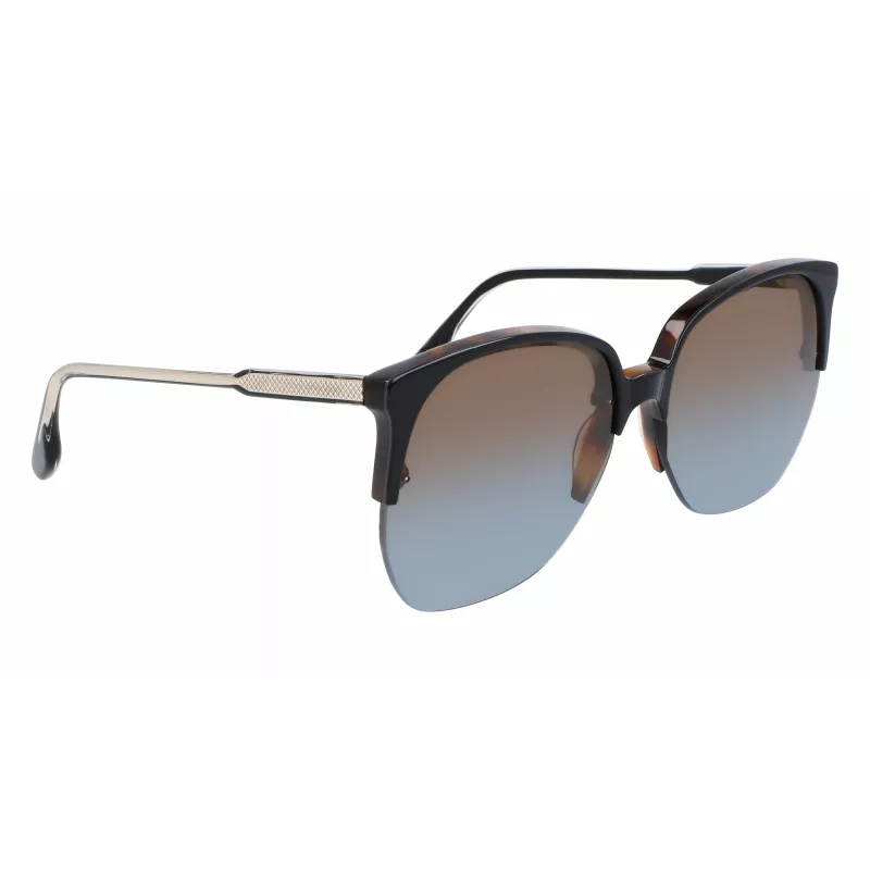 Okulary przeciwsłoneczne Victoria Beckham VB617S-005 Oversized Square dla kobiet, błyszcząca czarna oprawka, szare soczewki, 63/15/140 mm