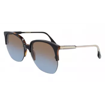 Okulary przeciwsłoneczne Victoria Beckham VB617S-005 Oversized Square dla kobiet, błyszcząca czarna oprawka, szare soczewki, 63/15/140 mm