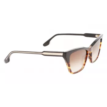 Okulary przeciwsłoneczne Victoria Beckham VB638S-005 damskie, kwadratowe, acetatowe - czarna oprawka, soczewki gradientowe szare 55/17/140 mm