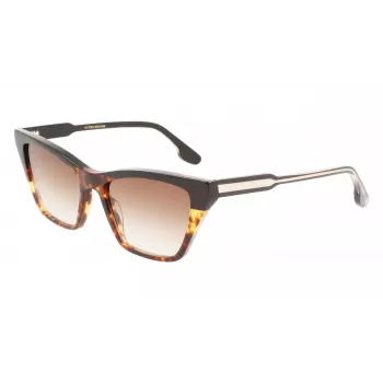 Okulary przeciwsłoneczne Victoria Beckham VB638S-005 damskie, kwadratowe, acetatowe - czarna oprawka, soczewki gradientowe szare 55/17/140 mm