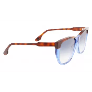 Okulary przeciwsłoneczne Victoria Beckham VB639S-418 dla kobiet – duże kwadratowe oprawki z ciemnoniebieskiego acetatu z soczewkami w odcieniu szarym gradientowym