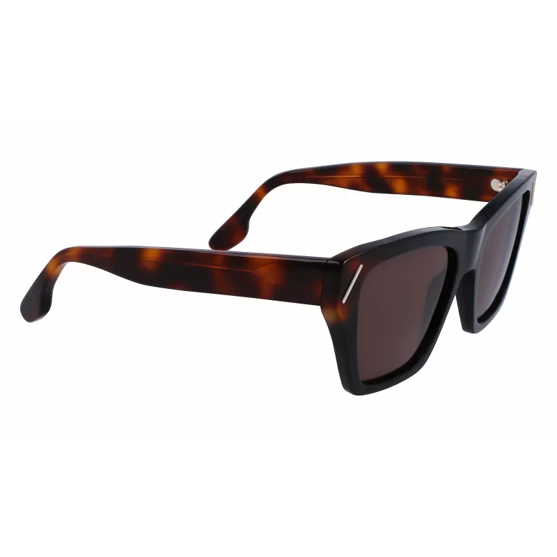 Okulary przeciwsłoneczne Victoria Beckham VB646S-001 damskie, kwadratowe - czarna oprawka acetatowa z szarymi soczewkami poliwęglanowymi - 55/18/145 mm
