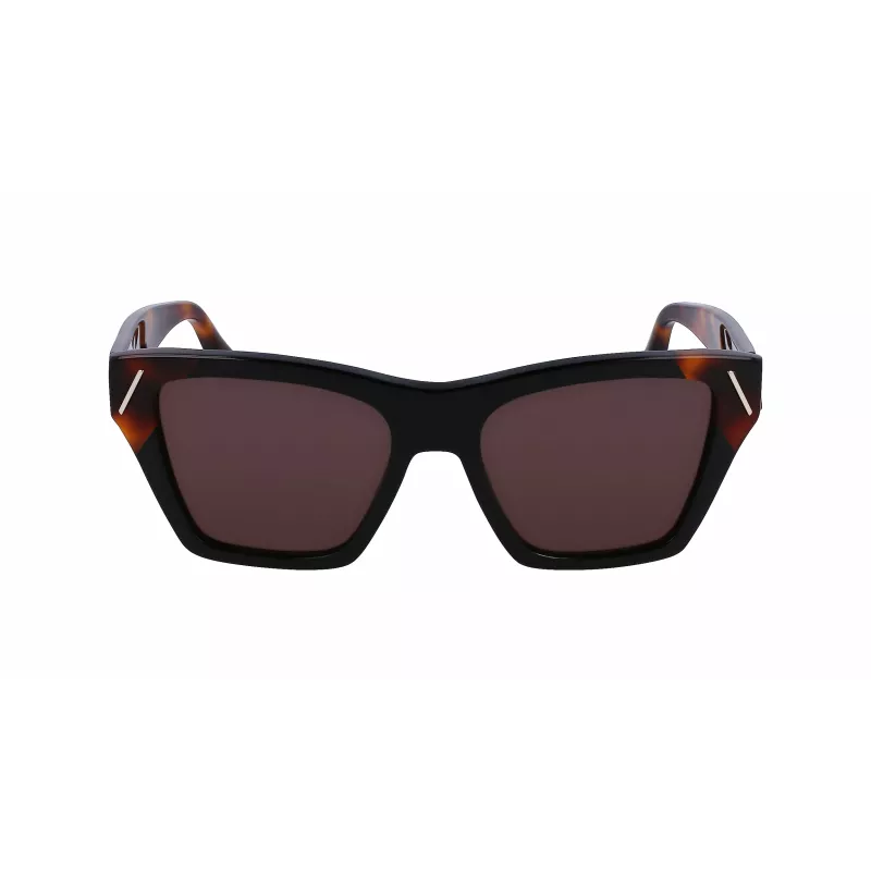 Okulary przeciwsłoneczne Victoria Beckham VB646S-001 damskie, kwadratowe - czarna oprawka acetatowa z szarymi soczewkami poliwęglanowymi - 55/18/145 mm