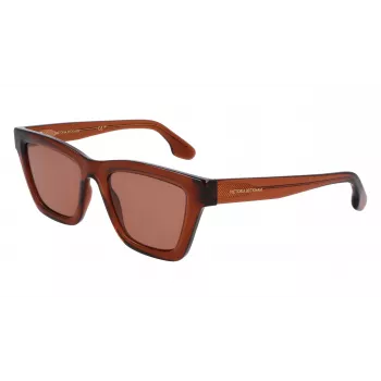 Okulary przeciwsłoneczne damskie Victoria Beckham VB656S-203 - oprawka z brązowego acetatu havana z brązowymi gradientowymi soczewkami - 52 mm