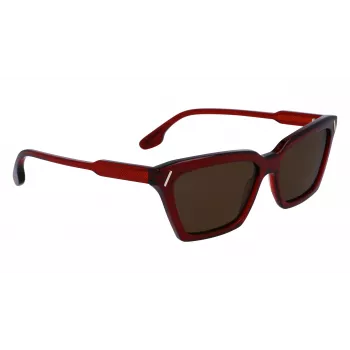 Victoria Beckham VB661S5716610 Damskie kwadratowe okulary przeciwsłoneczne z acetatu - Red Havana 57mm