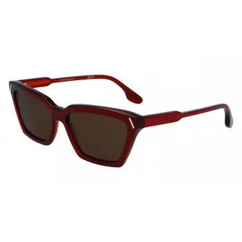 Victoria Beckham VB661S5716610 Damskie kwadratowe okulary przeciwsłoneczne z acetatu - Red Havana 57mm