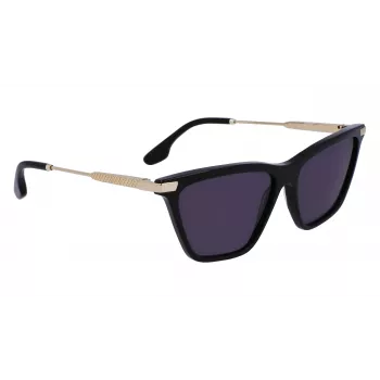 Okulary przeciwsłoneczne damskie Victoria Beckham VB663S-001 - czarna oprawka acetatowa, szare soczewki poliwęglanowe, 57/15/140 mm