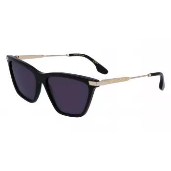 Okulary przeciwsłoneczne damskie Victoria Beckham VB663S-001 - czarna oprawka acetatowa, szare soczewki poliwęglanowe, 57/15/140 mm