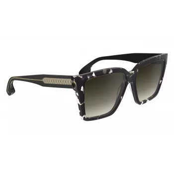 Victoria Beckham VB672S5715010 Damskie Przesadnie Kwadratowe Okulary Przeciwsłoneczne - Czarna Oprawa Acetatowa, Szara Soczewka Poliwęglanowa, 57/15/140 mm