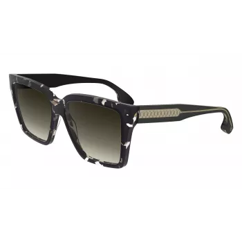 Victoria Beckham VB672S5715010 Damskie Przesadnie Kwadratowe Okulary Przeciwsłoneczne - Czarna Oprawa Acetatowa, Szara Soczewka Poliwęglanowa, 57/15/140 mm