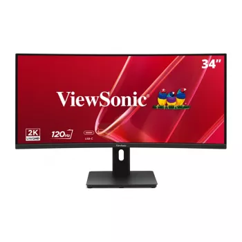 ViewSonic VA3420C-2 34-calowy zakrzywiony monitor biurowy UWQHD, 3440x1440, VA, 120Hz, HDR10, USB-C