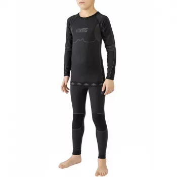 Viking Riko Dziecięcy komplet bielizny termoaktywnej czarny 140-152 cm