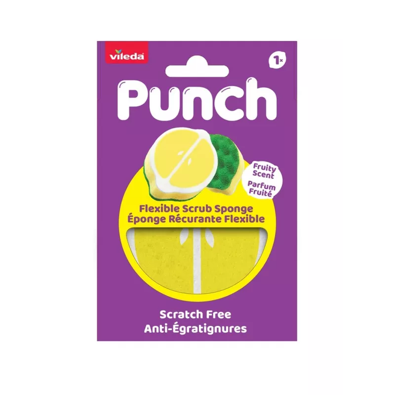 Vileda Punch Elastyczna gąbka do szorowania, cytrynowa, 1 szt.