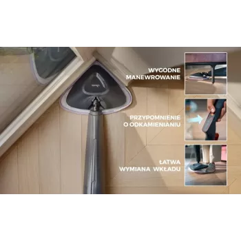 Vileda Steam Plus Pro Mop Parowy - 1550W, Zbiornik 400ml, 2 Nakładki Mikrofibrowe, Ślizgacz do Dywanów
