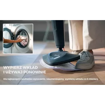 Vileda Steam Plus Pro Mop Parowy - 1550W, Zbiornik 400ml, 2 Nakładki Mikrofibrowe, Ślizgacz do Dywanów