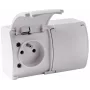 VIPLAST KOALA 162-01 Podwójne gniazdo natynkowe z uziemieniem i klapką, Typ E 16A 250V, IP44 Biały