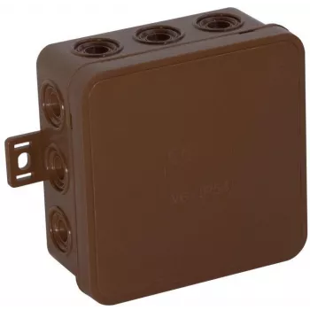 VIPLAST V6 Click Puszka instalacyjna natynkowa, 12 wejść kablowych, IP54, brązowa, 85x85x41 mm, pusta obudowa (036-02)