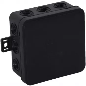 VIPLAST V7 Klik Puszka instalacyjna natynkowa, pusta, 12 wejść, czarna, IP54, 100x100x41 mm