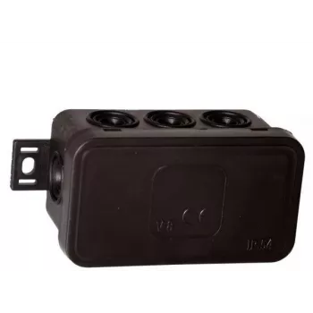 VIPLAST V8 Puszka instalacyjna natynkowa, 8 wejść, IP54, czarna, 80x45x41mm