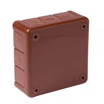VIPLAST VP-41 Natynkowa pusta puszka przyłączeniowa, 12 wejść kablowych, brązowa, IP55, 98x98x42 mm