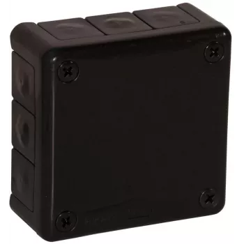 VIPLAST VP-41 Natynkowa pusta puszka przyłączeniowa z 12 wejściami kablowymi, czarna, IP55, 98x98x42mm