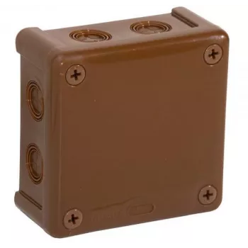 VIPLAST VP-42 natynkowa pusta puszka rozgałęźna, 8 wejść kablowych, brązowa, IP55, 98x98x42 mm 042-02
