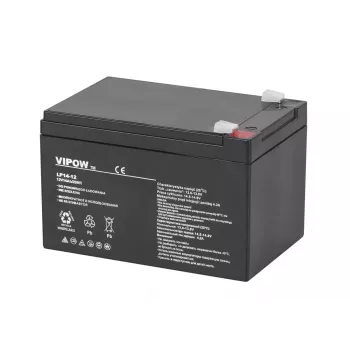 VIPOW 12V 14Ah Akumulator żelowy – kwasowo-ołowiowy, bezobsługowy, głębokiego rozładowania