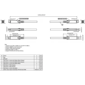 VISION 15m USB-C Active Optical Cable - USB 3.2 - 60W PD - Czarny