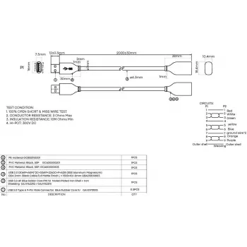 Przedłużacz USB 3.0 VISION 2 m - Pozłacane złącza - Przepustowość 5 Gbps - Oplot o pokryciu ponad 65% - USB A (żeńskie) do USB A (męskie) - Średnica zewnętrzna 4,2 mm - 28+24 AWG - Czarny