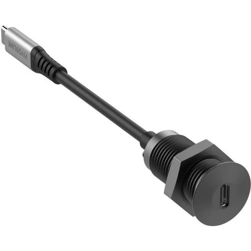 Vivolink Gniazdo biurkowe USB-C czarne z kablem USB-C 0,3 m