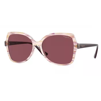 VOGUE VO5488S30625Q Okulary przeciwsłoneczne damskie w kształcie motyla - przezroczysta różowa oprawka, soczewki gradientowe ciemny fiolet, 56mm