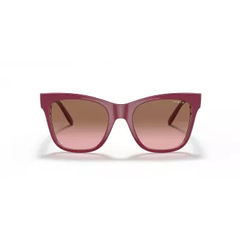 VOGUE Damskie Okulary Przeciwsłoneczne Kocie Oko VO5428S299414 Transparentna Różowa Oprawka Brązowe Soczewki Gradientowe 51mm
