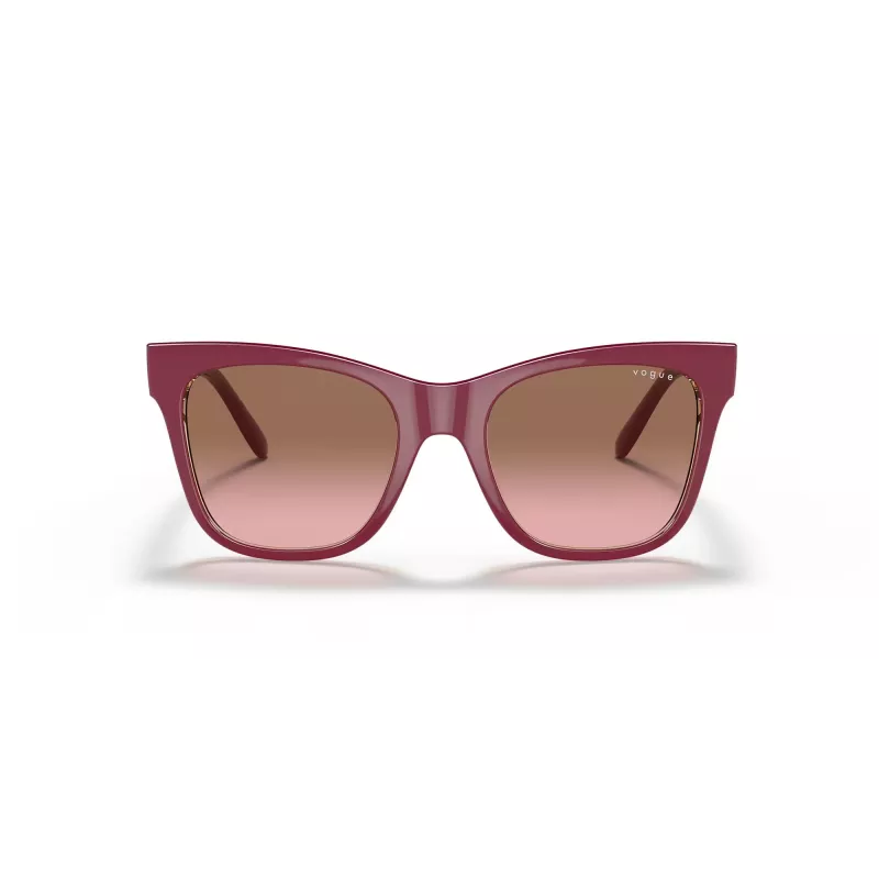 VOGUE Damskie Okulary Przeciwsłoneczne Kocie Oko VO5428S299414 Transparentna Różowa Oprawka Brązowe Soczewki Gradientowe 51mm