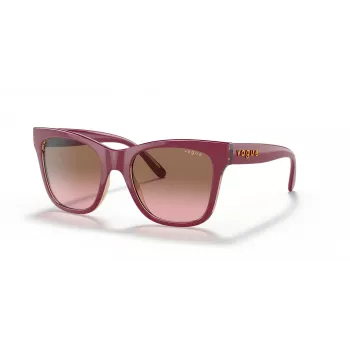 VOGUE Damskie Okulary Przeciwsłoneczne Kocie Oko VO5428S299414 Transparentna Różowa Oprawka Brązowe Soczewki Gradientowe 51mm