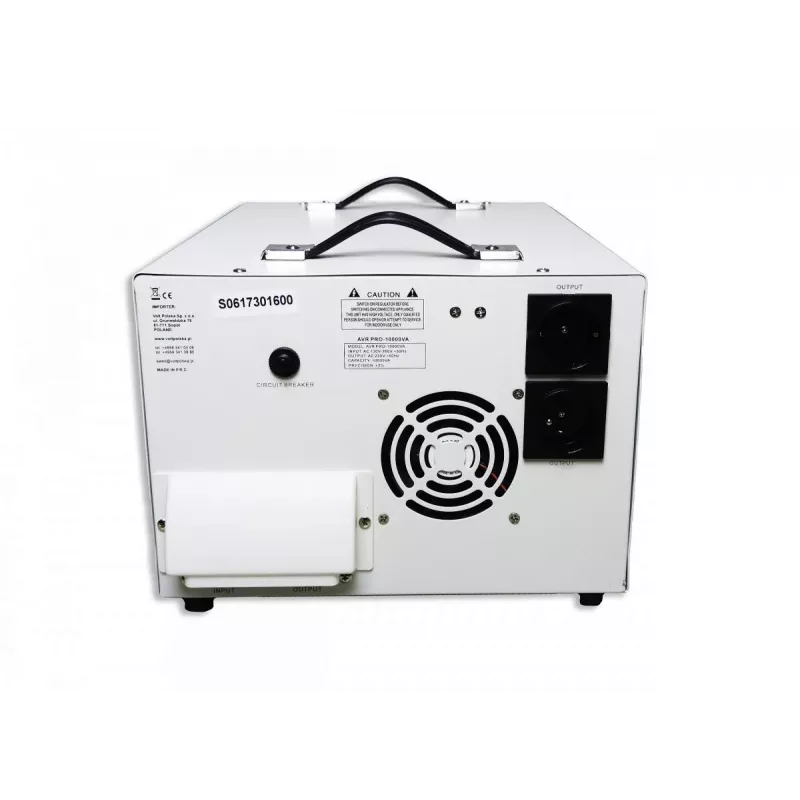 VOLT POLSKA AVR PRO 10000 Stabilizator napięcia – 10000VA/8000W Automatyczny regulator napięcia z wyświetlaczem LCD