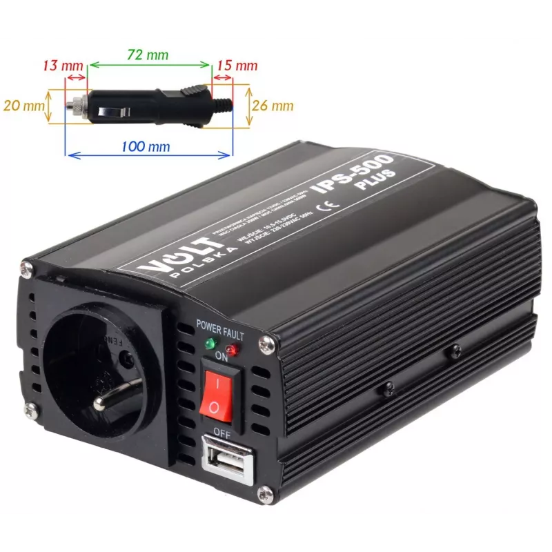 VOLT POLSKA IPS-500 PLUS 12V / 230V 350/500 W Power Inverter