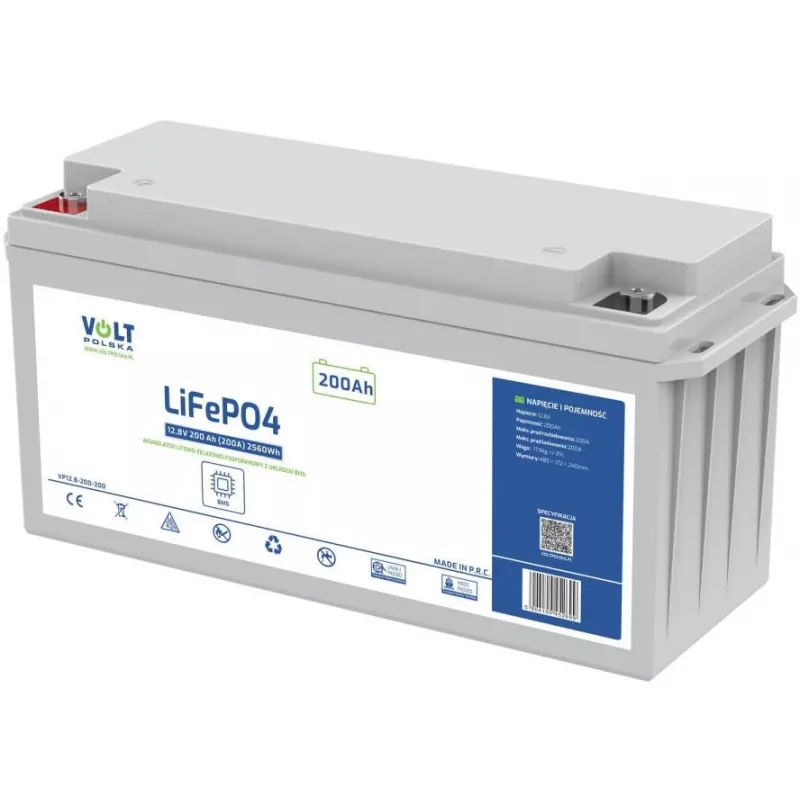 VOLT POLSKA Akumulator litowo-żelazowo-fosforanowy LiFePO4 12.8V 200Ah 200A