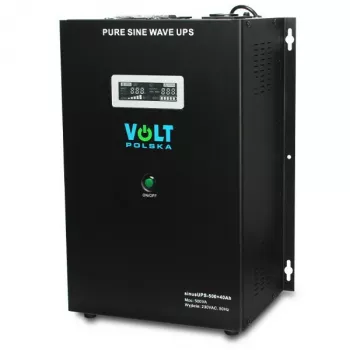 VOLT POLSKA Sinus UPS 500 Line-Interactive UPS, 500VA/300W, Czysty Sinus, Zewnętrzny Akumulator 12V 40Ah